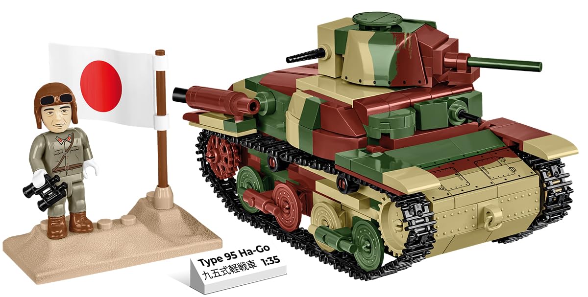 COBI Type 95 Ha-Go Mērogs 1:35 - Tumši zaļš, detailed military model kit with authentic design and high-quality construction.
