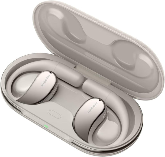 Xiaomi OpenWear Stereo - Vieglas Bluetooth austiņas, 7,5 + 38,5 stundu akumulatora, Hi-Res audio, AI trokšņu slāpēšana, smilšakmens bēšs