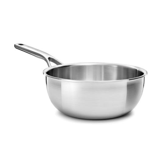 KitchenAid MultiPly 3PLY - 20 cm stainless steel, PFAS-free, induction-ready, oven-safe to 220°C, dishwasher-safe, silver.