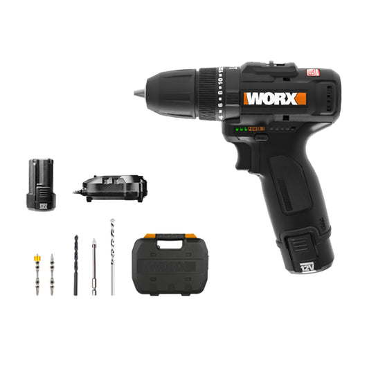WORX WX121 akumulatora triecienurbjmašīna 12V - bezsuku, 2 ātrumu, 38Nm, viegla, ar akumulatoru un koferi