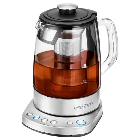ProfiCook PC-WKS 1167 G - WIFI-controlled 2in1 tea and water kettle, programmable temperature, glass/stainless steel, 1.5L