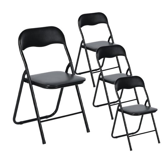 EGGREE 4 gab. saliekamo krēslu komplekts, metāla rāmis ar PVC polsterētu sēdekli, saliekams ergonomisks balkona krēsls birojam, ballītēm un kempingam, nestspēja 110KG