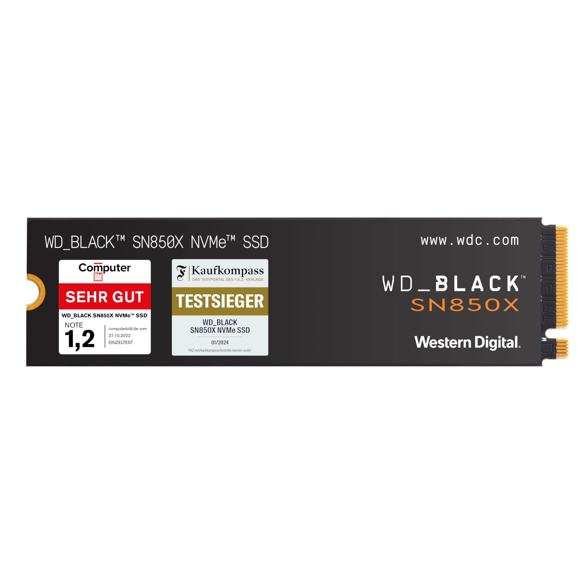 WD_BLACK SN850X NVMe SSD - 2 TB, PCIe Gen4, 7,300 MB/s read, 6,600 MB/s write, optimized for gaming, black.