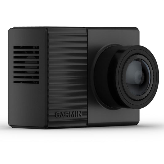 Garmin Dash Cam Tandem ar divām 180° lēcām visapkārt redzamām bildēm, priekšējā lēca ar 1440p, ultrakompakta, automātiska negadījumu atpazīšana, nakts redzamība ar 720p, GPS, WiFi, iekļauta atmiņas karte, balss vadība
