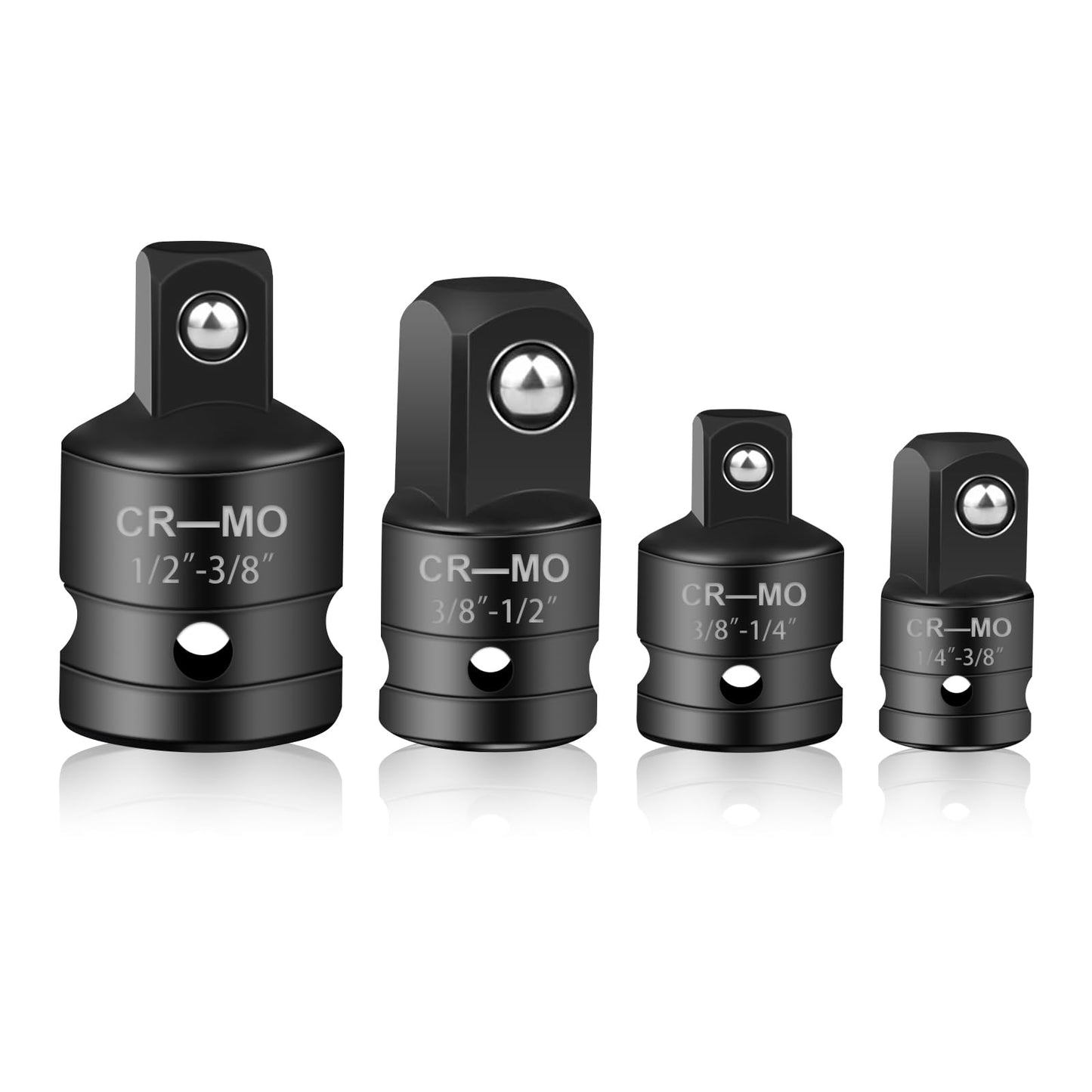 Uzgaļu adapteris, 4 gab. uzgaļu adapteru komplekts, adapteru komplekts sprūdratam 1/4 uz 3/8, 3/8 uz 1/4, 3/8 uz 1/2, 1/2 uz 3/8 ligzdu adapteris uzgaļu atslēgām