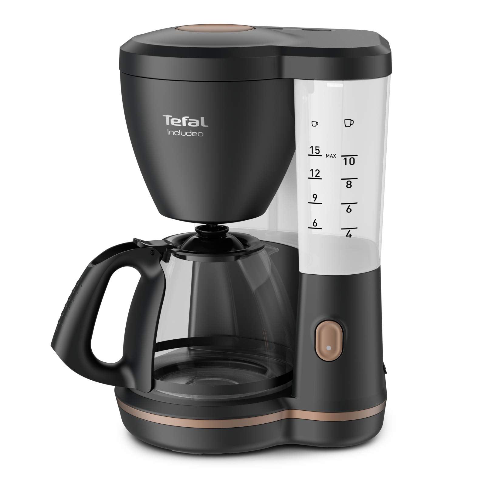 Tefal Filtra kafijas automāts - 1,25 l, 10-15 tases, viegli lietojams, piemērots labročiem un kreiļiem, CM533811