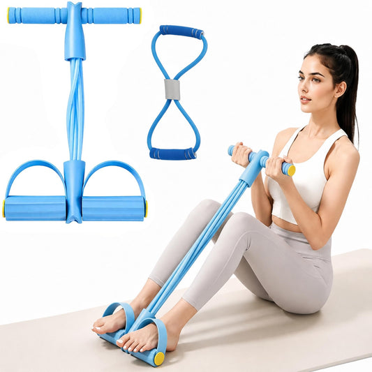 Bauchtrainer Flexiped, pedāļu vilkšanas virve ķermenim, TPE materiāls, sēdus trenažieris, sporta aprīkojums mājām