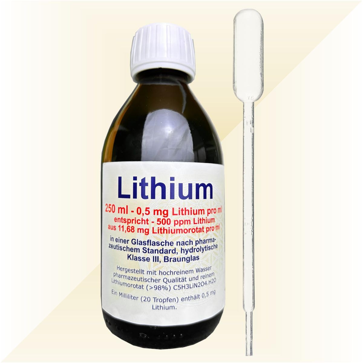 Litija orotāta šķīdums akvārijam Ittermann 500 ppm 250 ml ar 1 ml dozēšanas pipeti