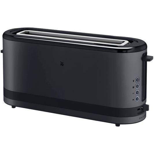 WMF virtuves mini garais maizes tosteris 2 šķēles ar maizīšu uzgali, šaurs tosteris, XXL, bagelu funkcija, 7 brūnināšanas līmeņi, 900W, matēta nerūsējošā tērauda tosteris, melns