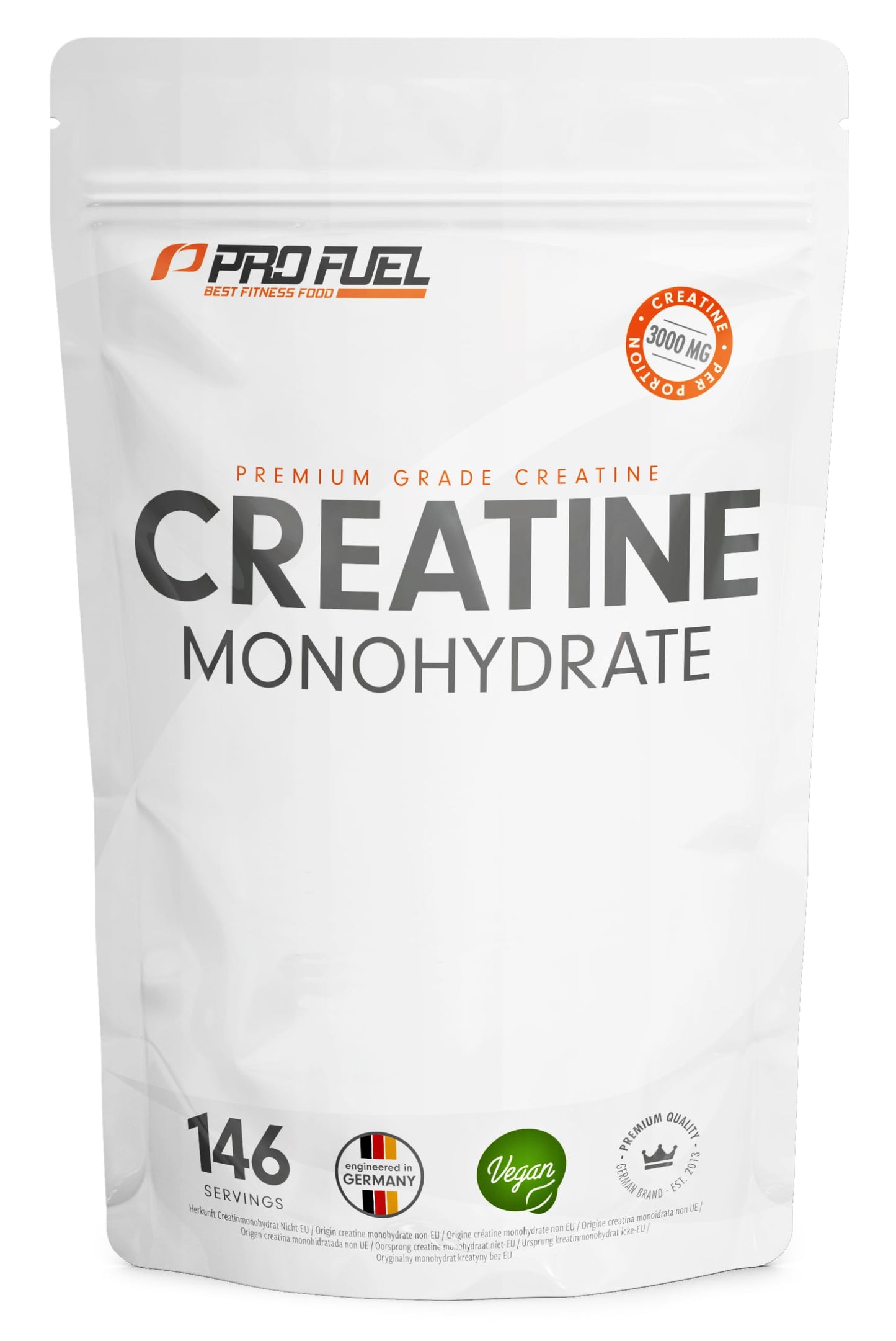 Kreatīna monohidrāta pulveris 500 g – mikronizēts kreatīns, 3 g porcijā, 100% vegāns