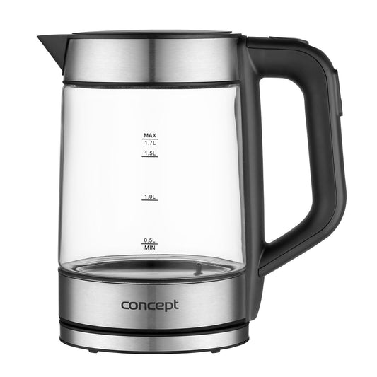 Concept RK4067 1.7L glass kettle - temperature control 50/70/80/90/100°C, 1850-2200 W, keep warm function, digital control, silver/black