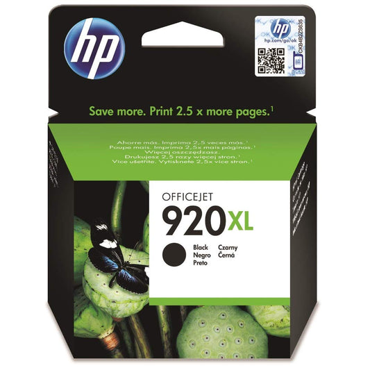 HP 920XL melna kasetne - augstas ietilpības, saderīga ar Officejet 7500A, 7000, 6000, 6500, 6500A.