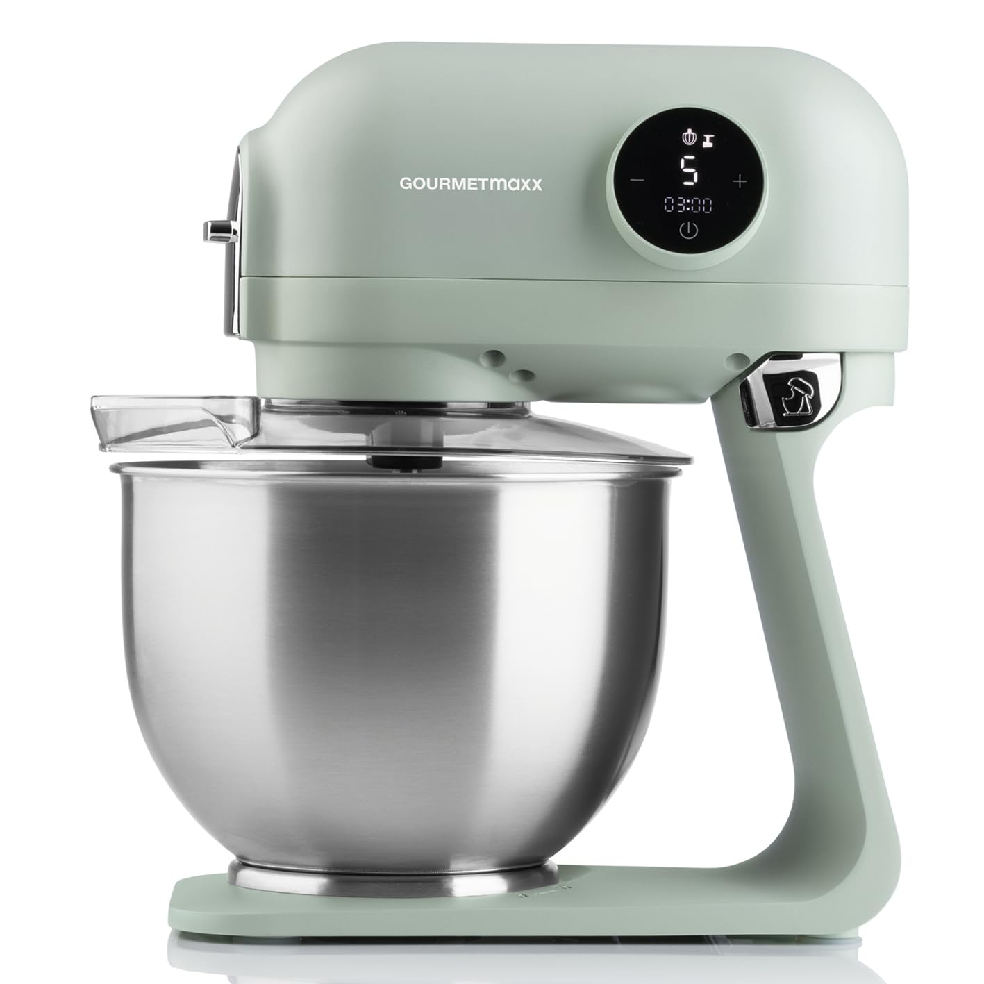 GOURMETmaxx virtuves mašīna un maisītājs | Planētāra virtuves palīgs ar digitālo displeju, ieskaitot maisīšanas trauku un uzgaļus | Jaudīgs mikseris ar putotāju un citiem | Elektriskā mīcīšanas mašīna