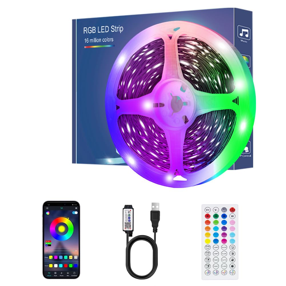 LED lente 6M, Bluetooth RGB LED lente, krāsu maiņas lente ar tālvadību un vadību ar lietotni, mūzikas sinhronizācija, USB pieslēgums, LED lenta guļamistabai, TV, mājai un skapjiem