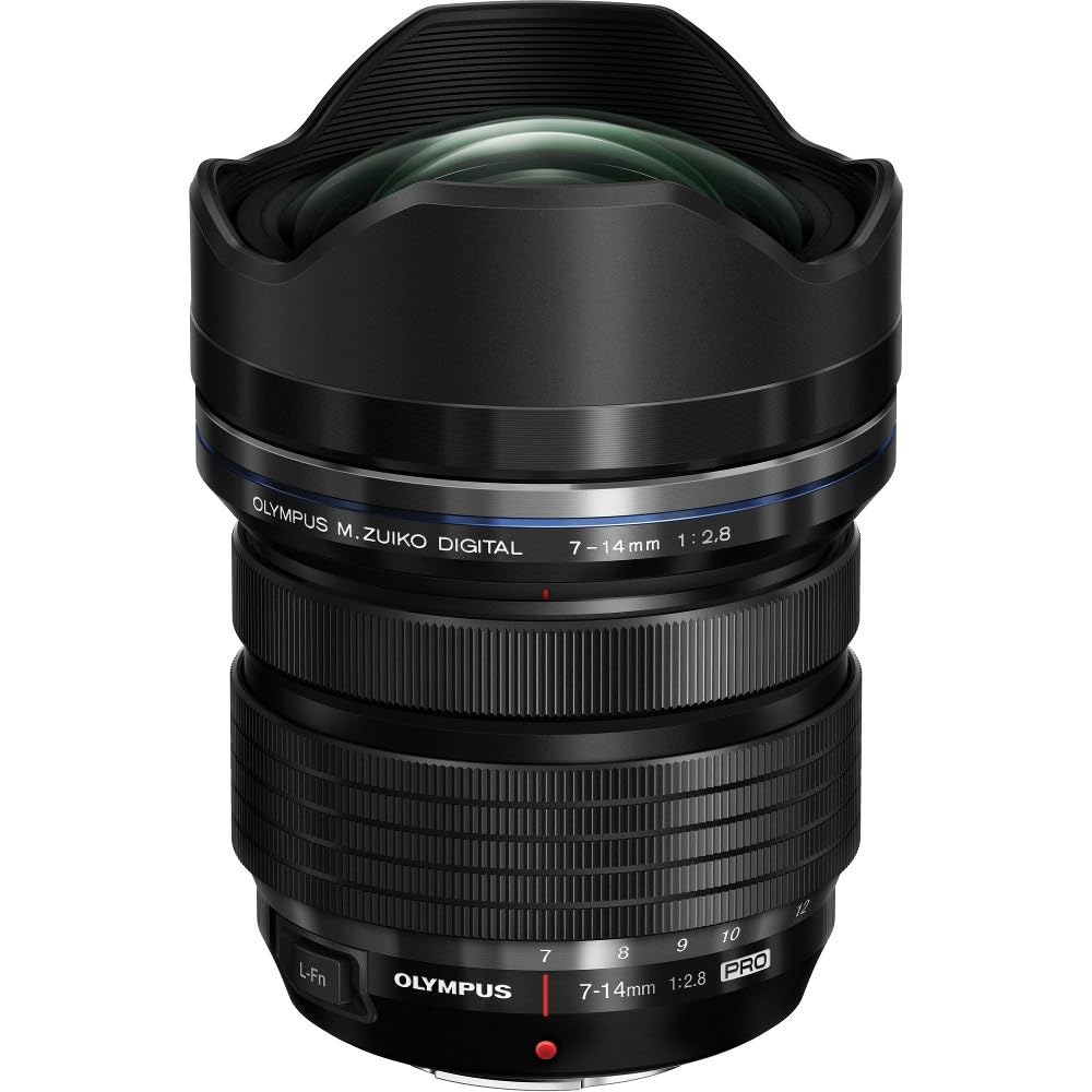 Olympus M.Zuiko Digital ED 7-14mm F2.8 PRO objektīvs, plaša leņķa zoom, piemērots visām MFT kamerām (Olympus OM-D & PEN modeļi, Panasonic G sērija), melns