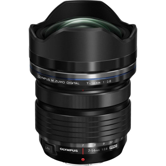 Olympus M.Zuiko Digital ED 7-14mm F2.8 PRO objektīvs, plaša leņķa zoom, piemērots visām MFT kamerām (Olympus OM-D & PEN modeļi, Panasonic G sērija), melns
