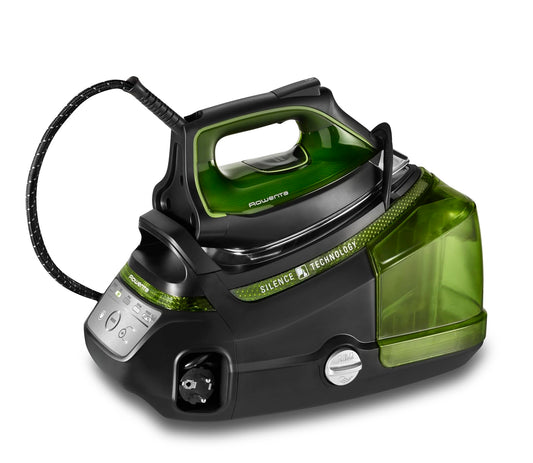 Rowenta DG9246F0 STEAM STATION PRO - augsta spiediena tvaika gludināšanas stacija, plastmasa, nerūsējošais tērauds, melna/tumši zaļa