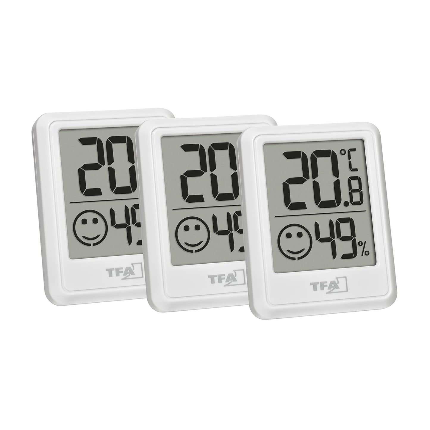 Iekštelpu mitruma mērītājs TFA Dostmann 30.5060.02.03, 3 gab., digitāls termohigrometrs un istabas termometrs, temperatūras un mitruma kontrole, balts