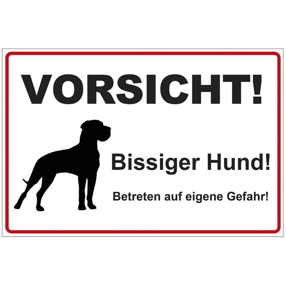 Brīdinājuma zīme ar tekstu "Vorsicht! Bissiger Hund!", Alu-Dibond, 200x140 mm