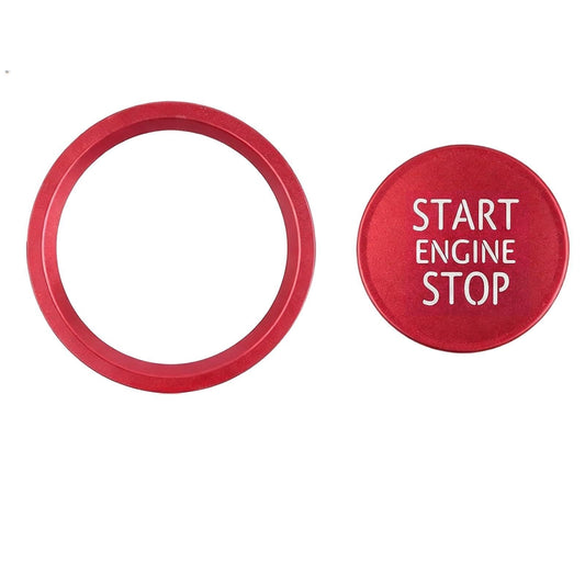 Auto start-stop pogas uzlika no alumīnija sakausējuma Audi A4 A5 A6 A7 A8 Q5, aizdedzes dzinēja start/stop pogas uzlīme, interjera aizsardzības dekors, sarkana
