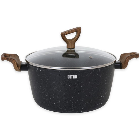 Quttin Ecologi panna - divslāņu kalts alumīnijs, melna, indukcijai, izturīga, 28 cm, piemērota visiem plīts veidiem