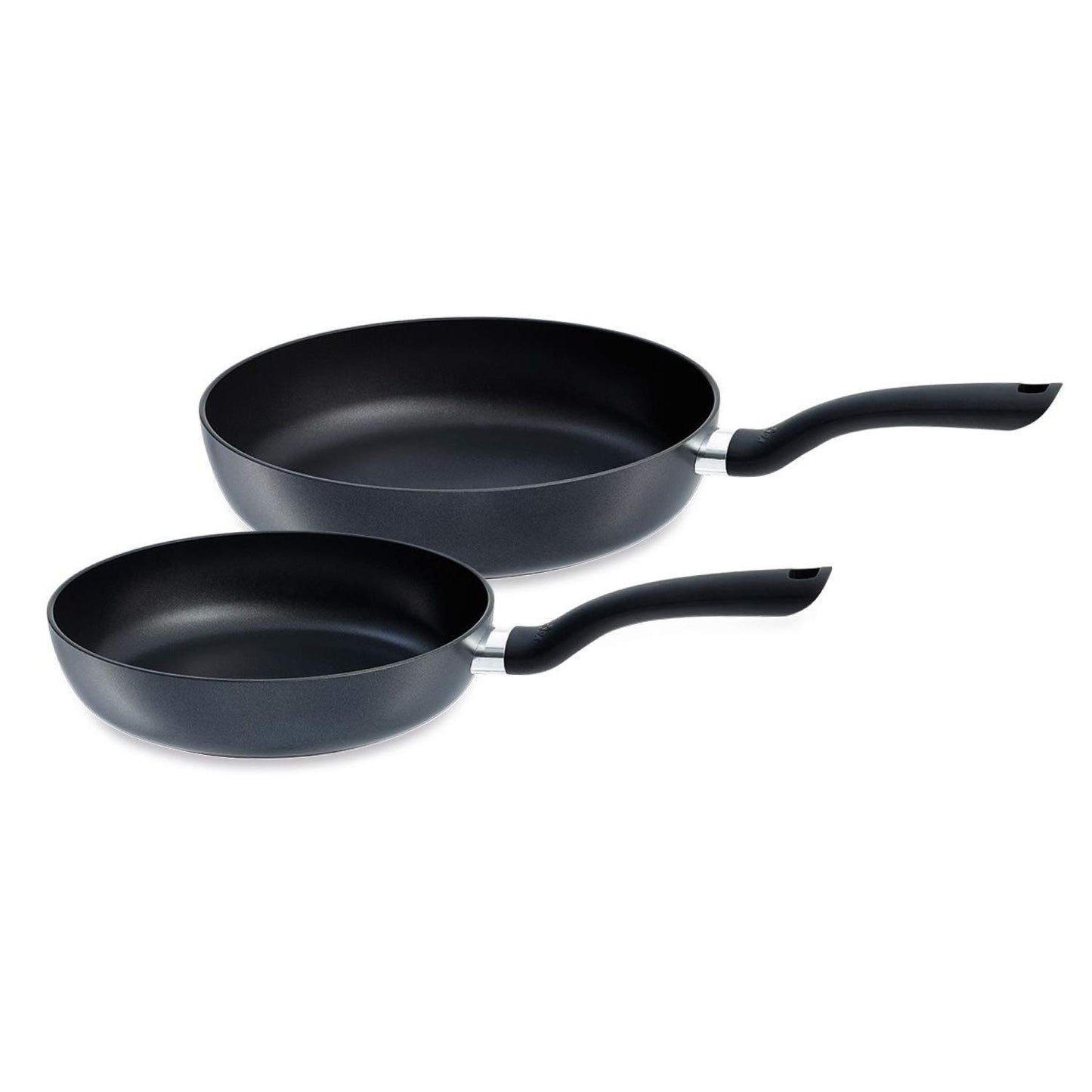 Fissler Cenit - 2-piece non-stick aluminum frying pan set, 24 cm and 28 cm, black cookware.