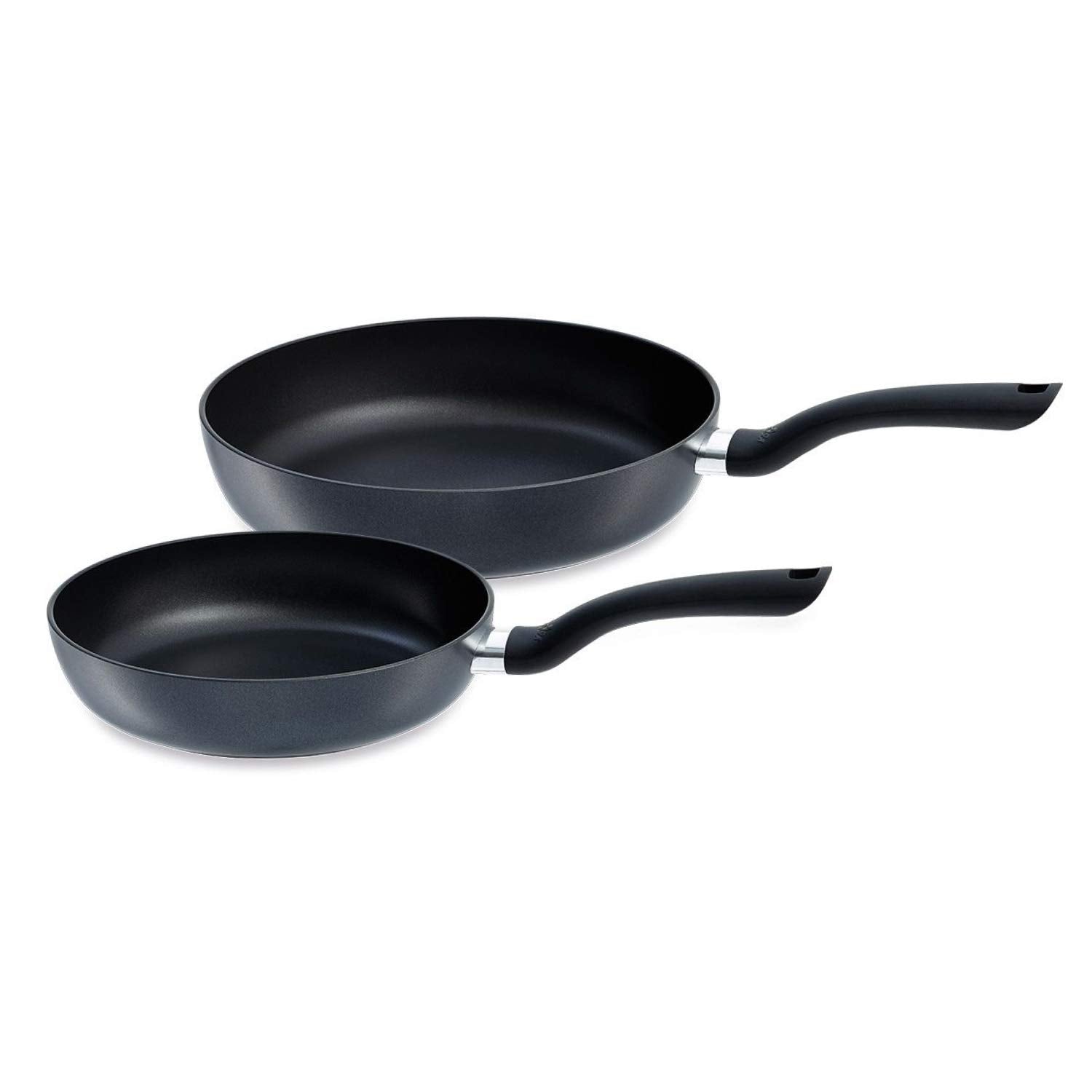 Fissler Cenit - 2-piece non-stick aluminum frying pan set, 24 cm and 28 cm, black cookware.