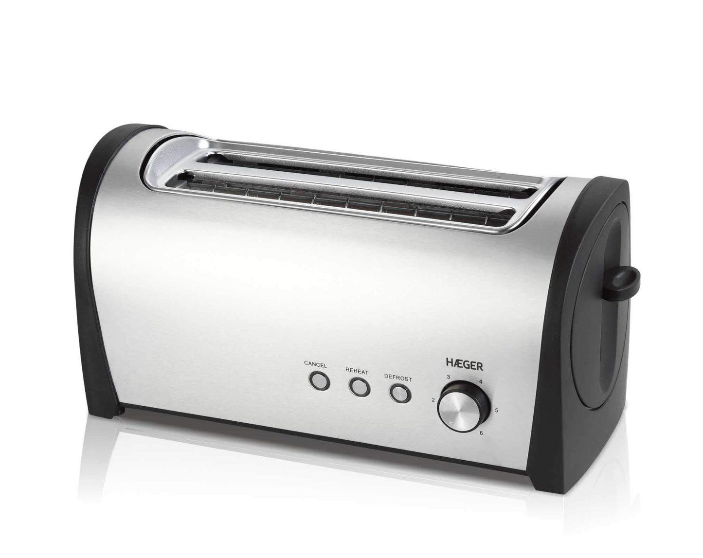 Haeger TO-14D.010A Multifunkcionālais tosteris ar 1400 W jaudu, 2 garas slits, ārpuse no nerūsējošā tērauda, elektroniskā tosta kontrole, 6 pozīcijas