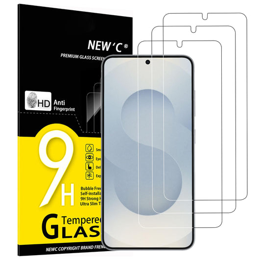 Ekrāna aizsargstikls Samsung Galaxy S25 — NEW'C, 3 gab., Panzerglas, 9H cietība, HD, ultrdzidrs