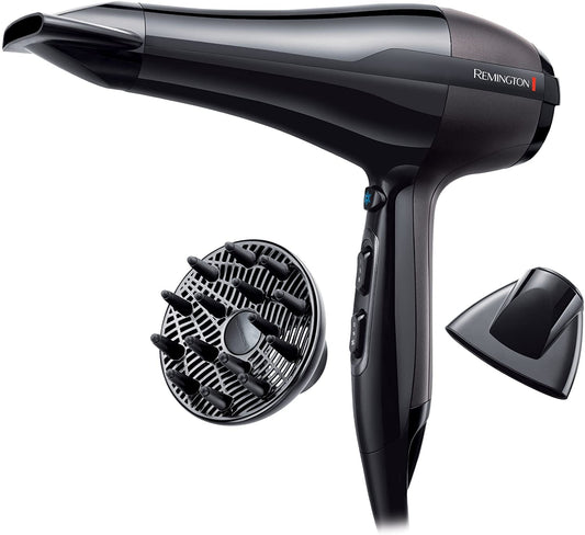 Remington matu fēns Profi Ionen Pro-Air (2300 W, 130 km/h, jaudīgs un ilgmūžīgs AC motors ar īstu auksto režīmu, 3 siltuma un 2 gaisa plūsmas līmeņi, divi stila uzgaļi + difuzors), AC5999