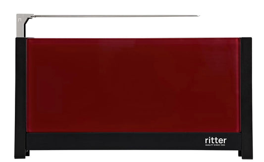 ritter vulkāns 5 garais tosteris ar maizes uzlikumu, ekstra šaurs, ražots Vācijā, sarkans