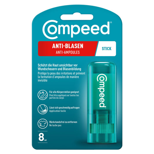 Anti-Blister Stick Compeed, neredzama aizsardzība pret tulznām un noberzumiem, samazina berzi uz ādas, 1 stick (8ml)