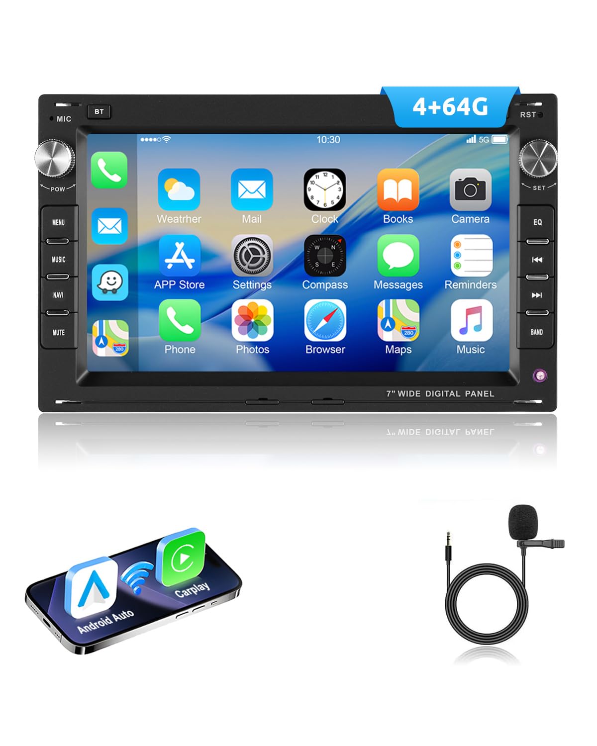 Auto multimedia sistēma ESSGOO 4+64G Android 15 ar Wireless CarPlay un Android Auto priekš VW