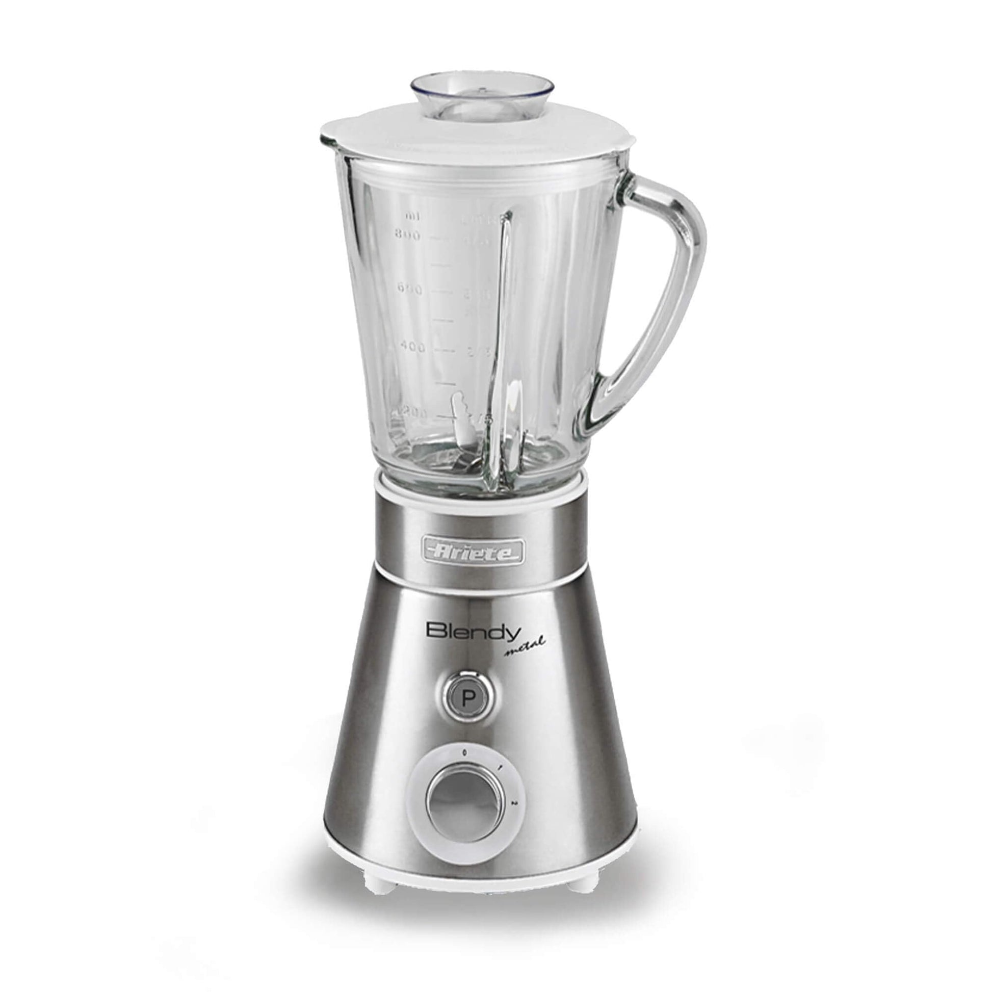 Ariete 561 Blendy Metal - Mikseris ar nerūsējošā tērauda asmeņiem, stikla krūze 800 ml, 2 ātrumi, 300 vati, sudrabs