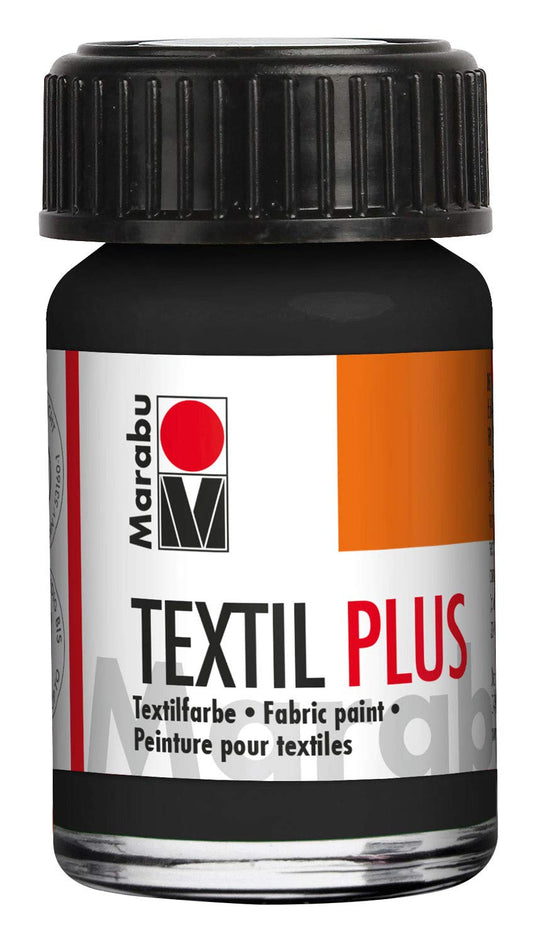 Tekstila krāsa gaišiem audumiem Marabu 17160039073, melna, 15 ml, ūdens bāzes, mazgājama līdz 60°C