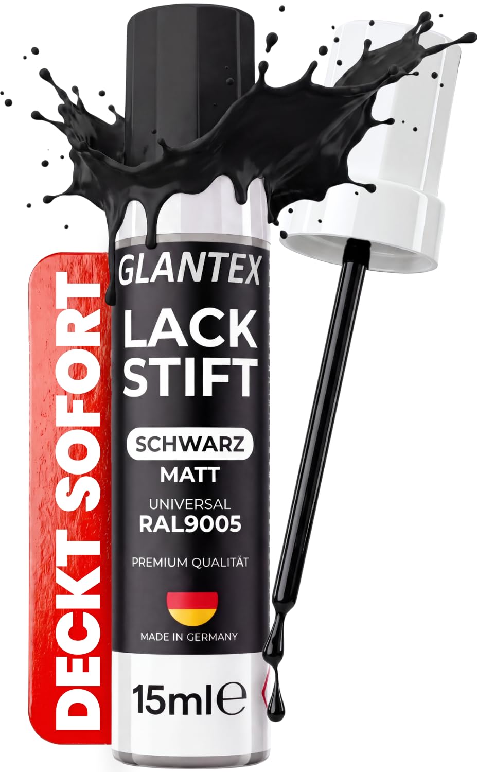 Lakas zīmulis GLANTEX melns matēts 15ml auto velosipēdam metālam un diskiem