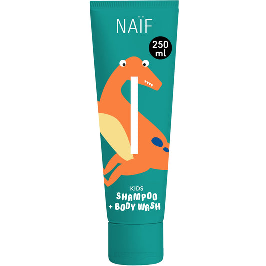 Bērnu 2-in-1 šampūns un dušas želeja Naïf, maiga formula bez SLES, 250ml