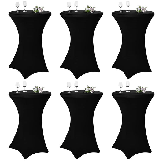 Stāvbāra galda pārvalks 6 gab. Pesonlook, elastīgs spandeksa pārvalks bistro galdam Ø 80-85 cm, melns