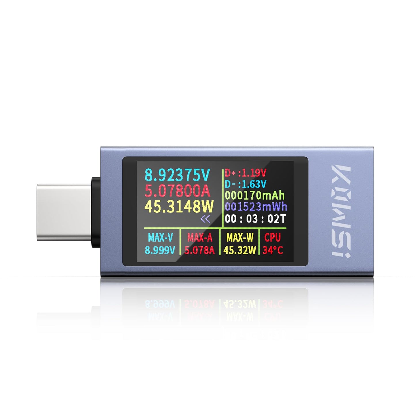 USB-C testera mēraparāts YEREADW KWS-2303C, digitāls multimetra testeris 4-30V 0-12A PD