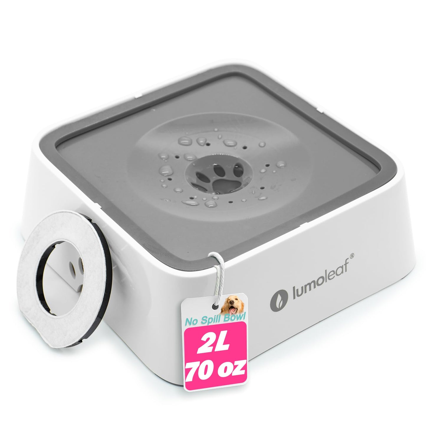 LumoLeaf ūdens bļoda suņiem, 2L, pretšļakatu barības bļoda suņiem ceļā ar oglekļa filtru, ceļojumu suņu ūdens bļoda un ūdens padevējs