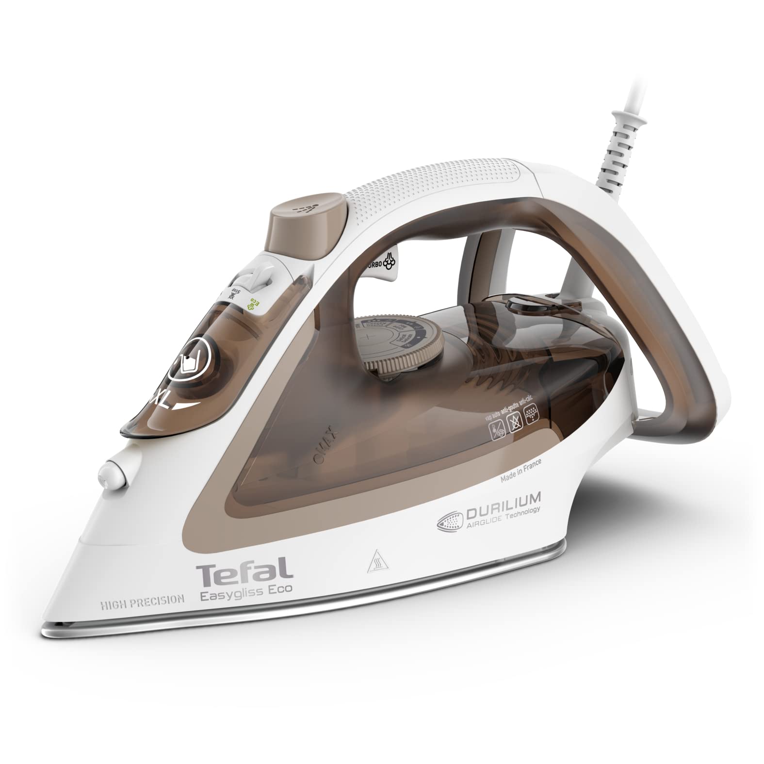 Tefal Easygliss Eco tvaika gludeklis - 2800W, 240g/min tvaika trieciens, Durilium AirGlide zole, 88% pārstrādājams, eko režīms.