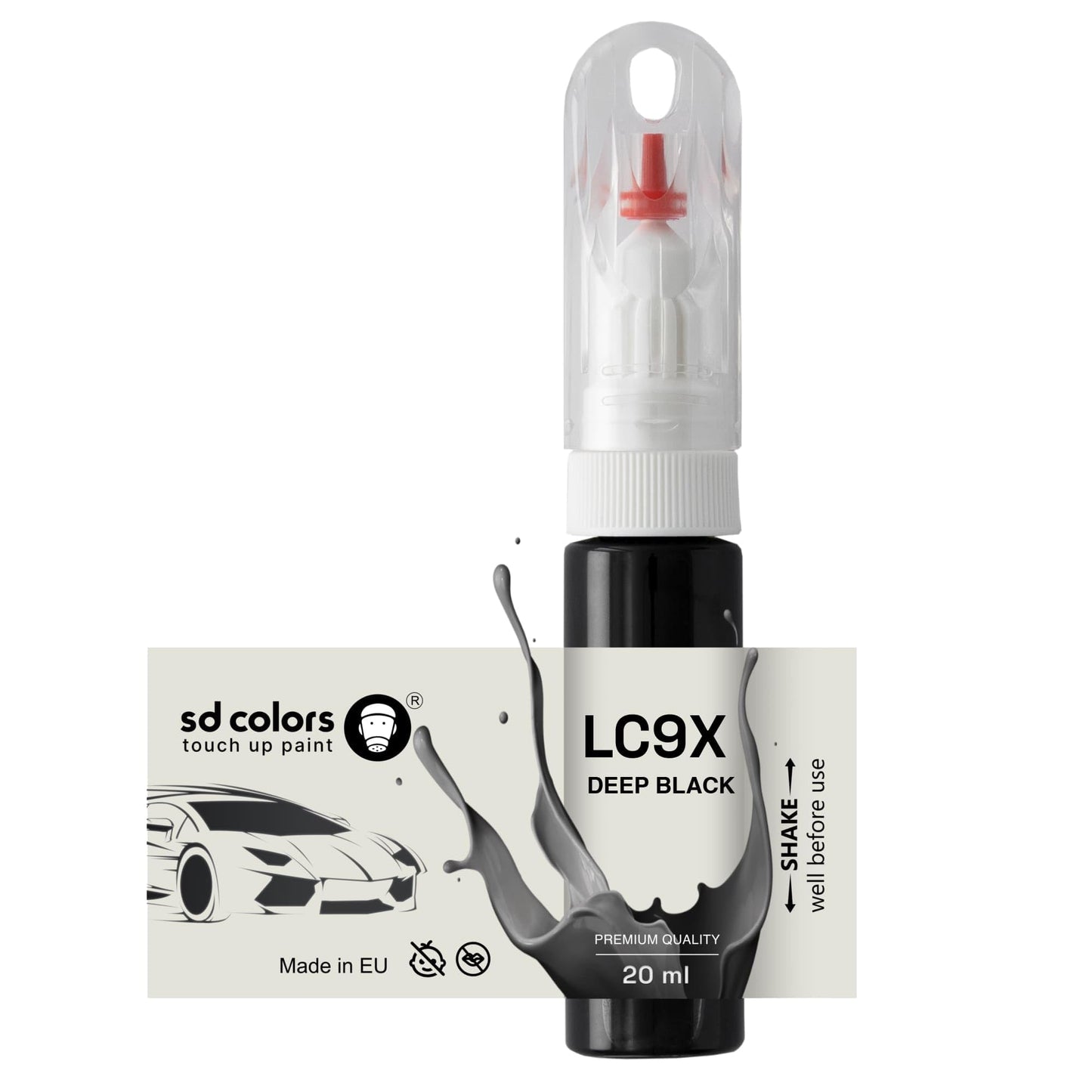 Auto krāsas zīmulis SD COLORS Deep Black LC9X C9X 2T, 20 ML, ar otu skrāpējumu labošanai