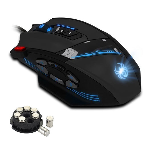 Zelotes spēļu pele - vadu, ergonomiska, 12 programmējamas pogas, 4000 DPI, optiskā USB, PC un Mac spēlēm
