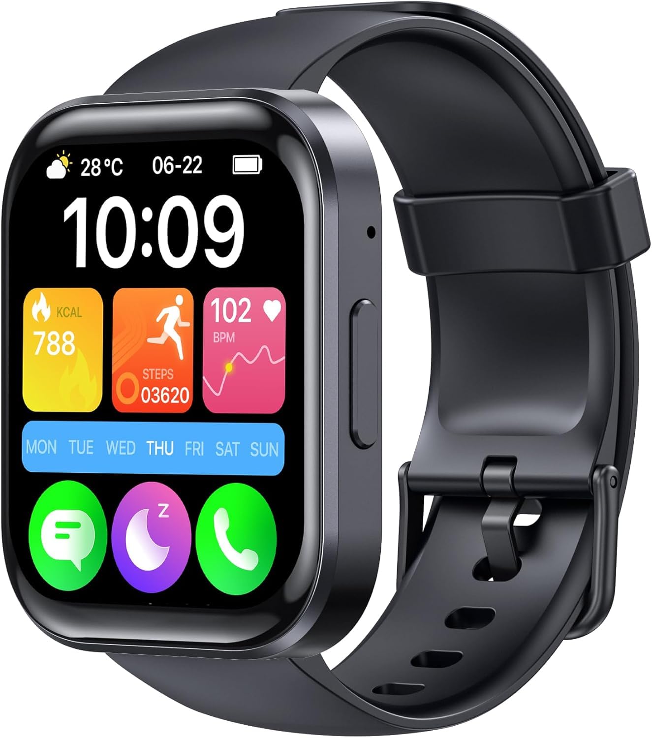 OBA Oukitel BT103 - 1.91" unisex smartwatch, 100+ sports modes, step counter, sleep & heart rate monitor, black.