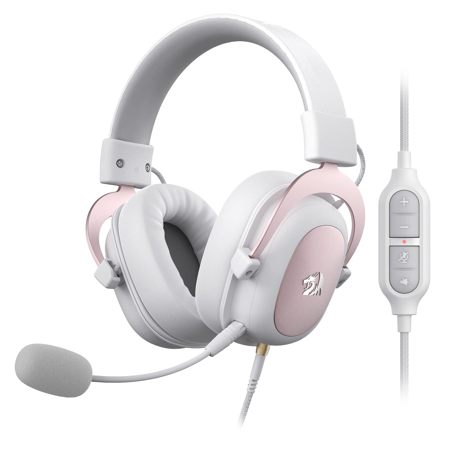 Vadu spēļu austiņas Redragon H510 Zeus, 7.1, 53mm, rozā balta