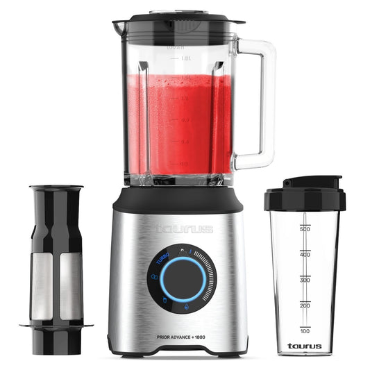 Taurus Prior 1800W Blender - 20 speeds, 4 programs, ice crusher, smoothie maker, dishwasher safe, 6 blades, BPA-free travel cup