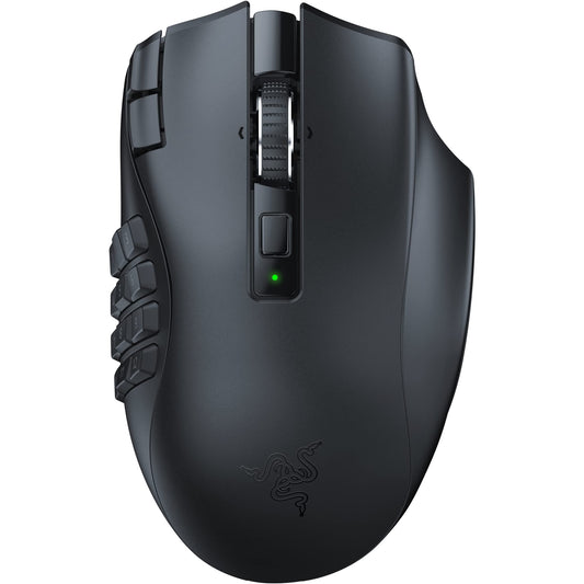 Razer Naga V2 HyperSpeed - Ergonomiska bezvadu MMO pele, 19 programmējamas pogas, 2,4 GHz, Bluetooth, Focus Pro 30K sensors