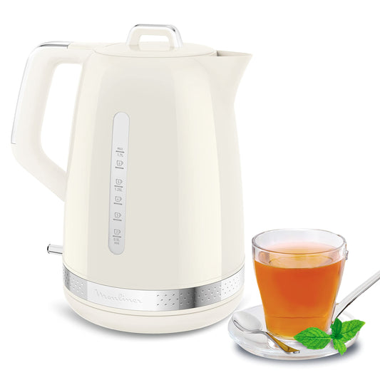 Moulinex BY320A elektriskā tējkanna - nerūsējošais tērauds, ātra vārīšana, 1.7L jauda, droša lietošana.