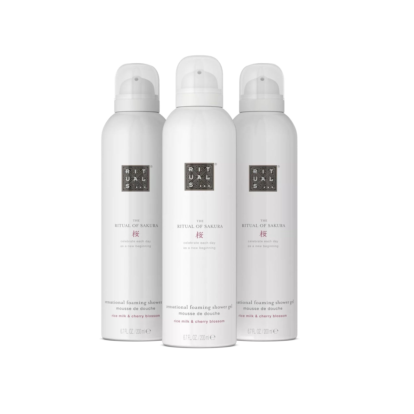 Dušas putas RITUALS Sakura, ķiršu ziedu aromāts, 3 x 200 ml
