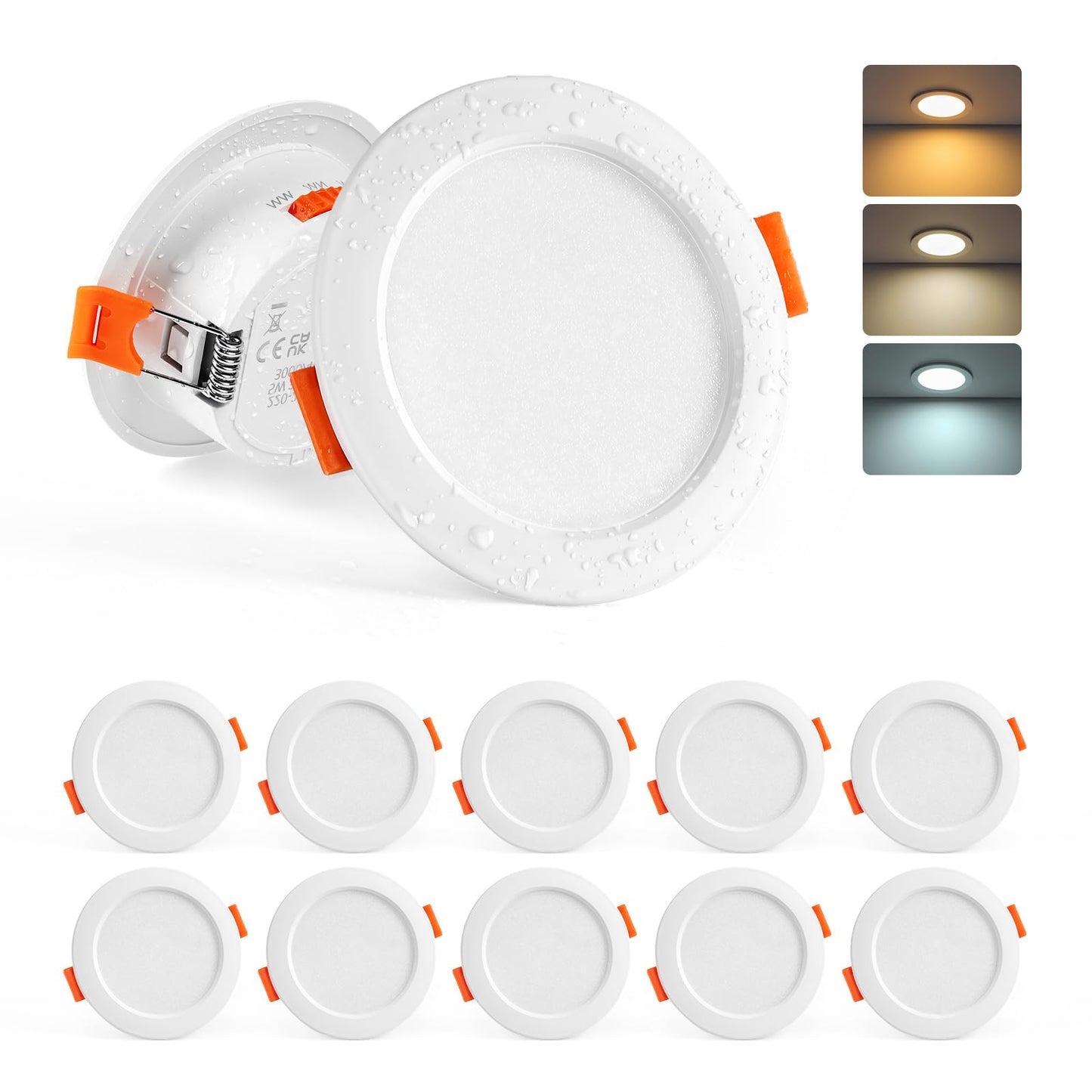 Sanyoung LED iebūvējamie gaismekļi 230V, plakani, 5W, 68mm, 3CCT, 10 gab. komplekts